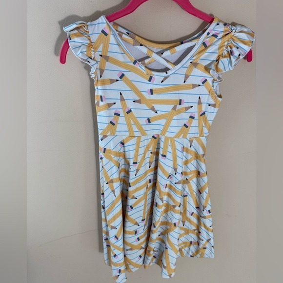 Ruffle Girl Other - Back to School Flutter Sleeve Pencil novelty Playwear Dress 7T